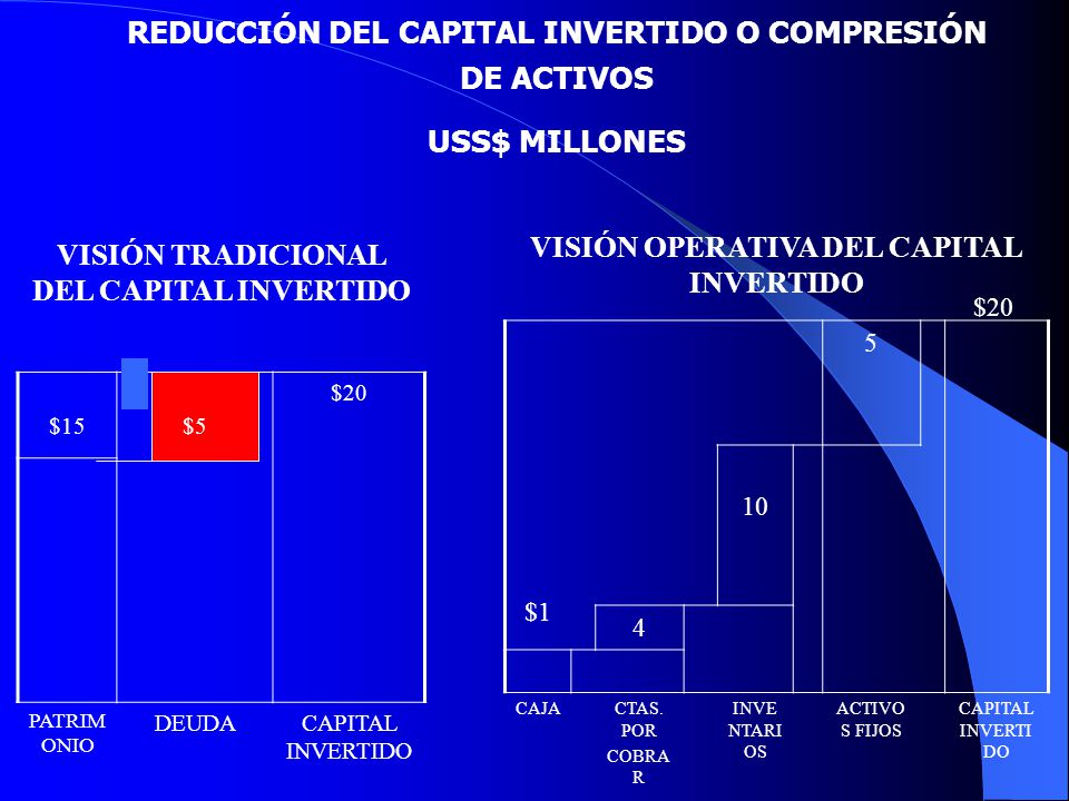 REDUCCIÓN DEL CAPITAL INVERTIDO O COMPRESIÓN DE ACTIVOS USS$ MILLONES