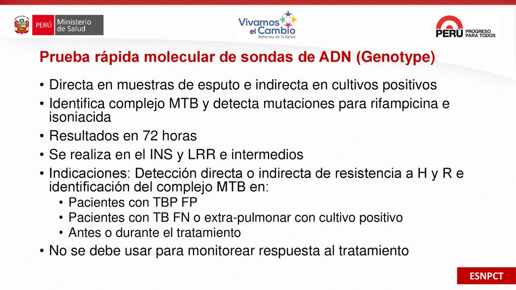 Prueba rápida molecular de sondas de ADN (Genotype)