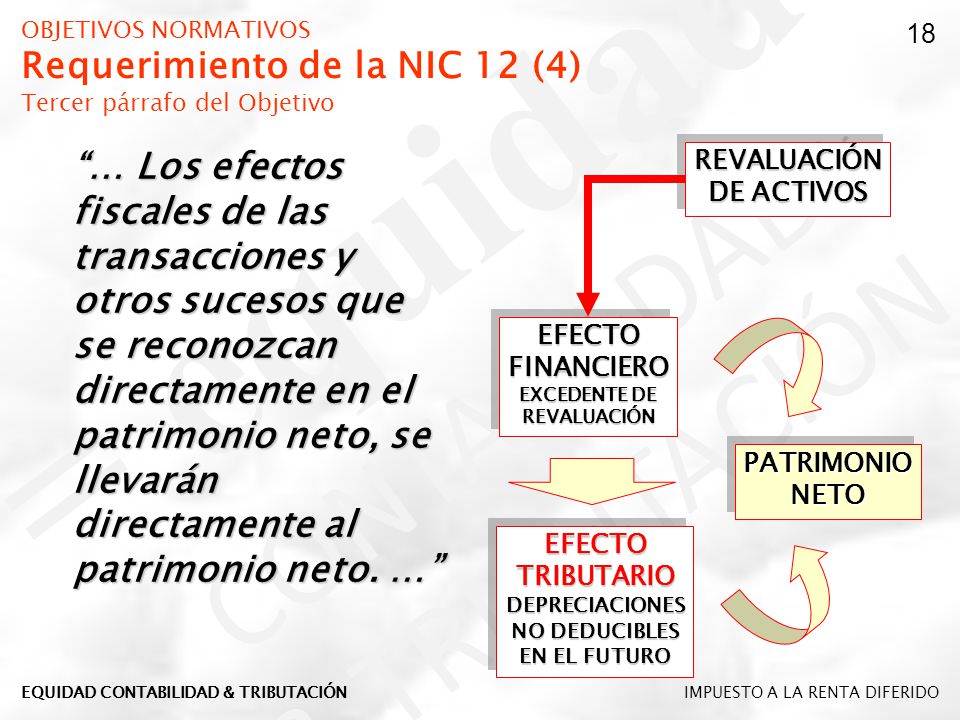 OBJETIVOS NORMATIVOS Requerimiento de la NIC 12 (4) Tercer párrafo del Objetivo
