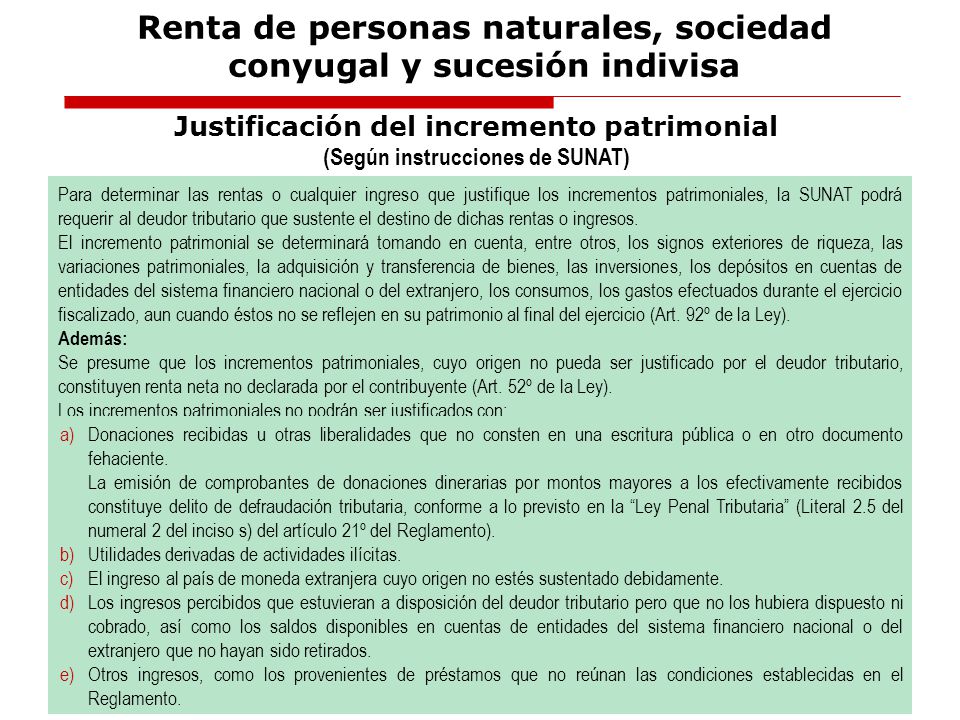 Renta de personas naturales, sociedad conyugal y sucesión indivisa