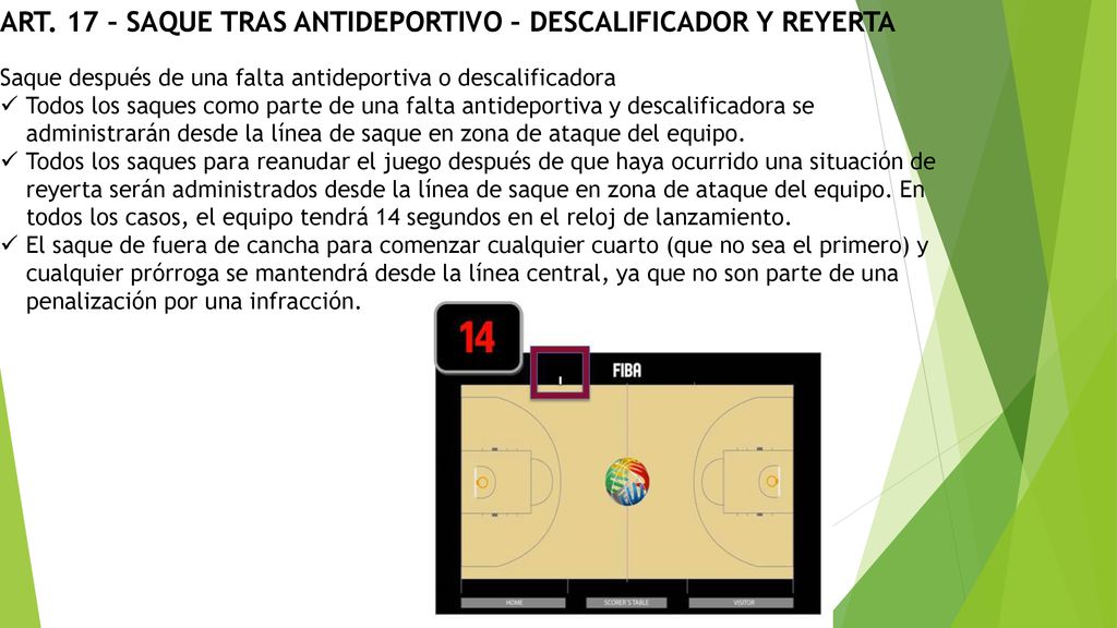 ART. 17 – SAQUE TRAS ANTIDEPORTIVO – DESCALIFICADOR Y REYERTA