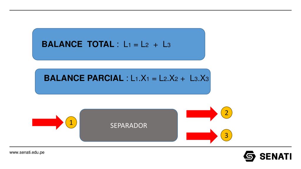 BALANCE TOTAL : L1 = L2 + L3 2 SEPARADOR 1 3