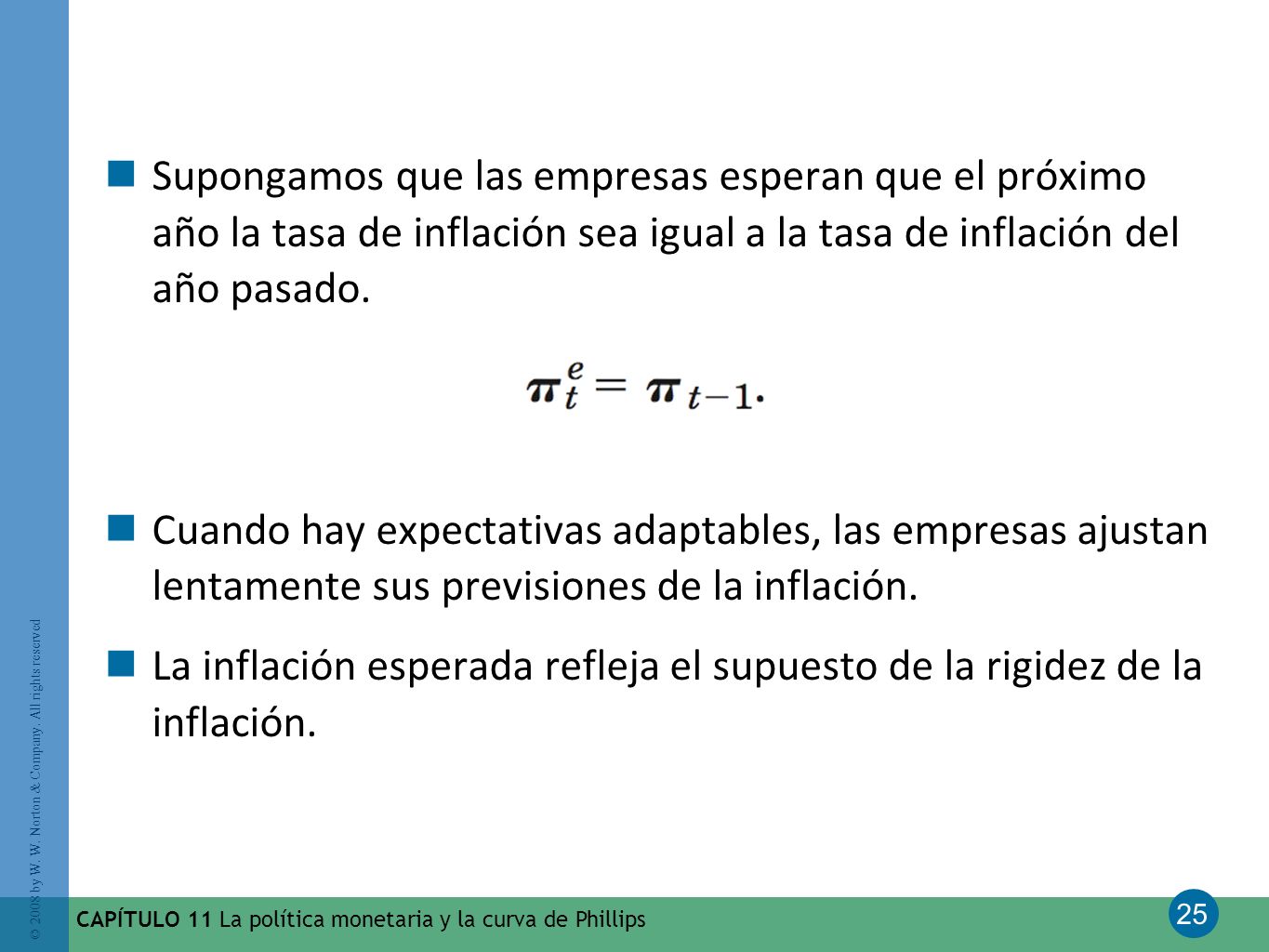 Supongamos que las empresas esperan que el próximo año la tasa de inflación sea igual a la tasa de inflación del año pasado.