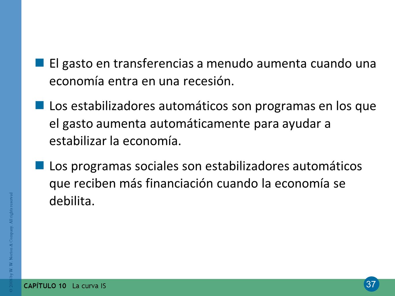 El gasto en transferencias a menudo aumenta cuando una economía entra en una recesión.