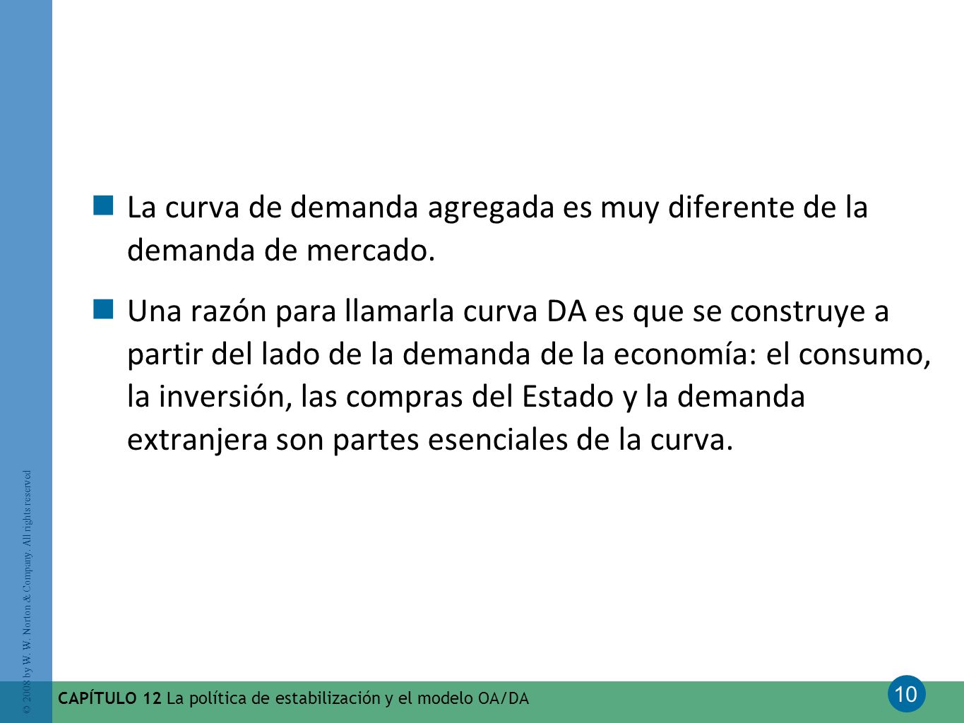 La curva de demanda agregada es muy diferente de la demanda de mercado.