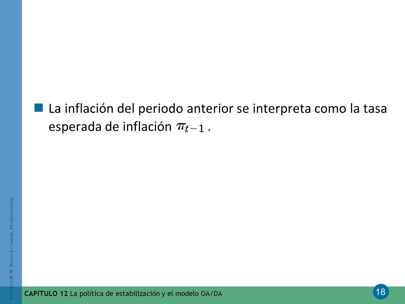 La inflación del periodo anterior se interpreta como la tasa esperada de inflación .