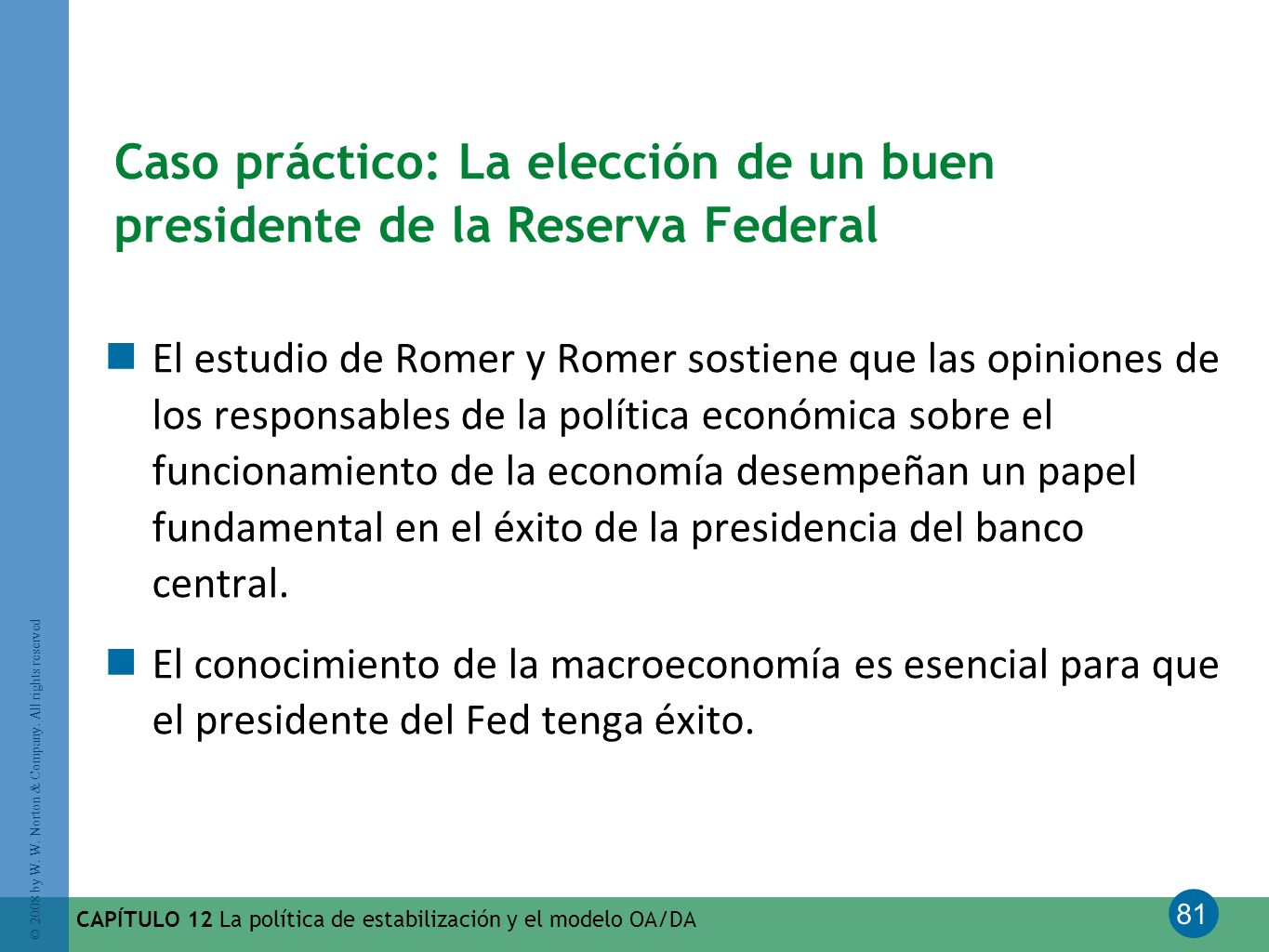 Caso práctico: La elección de un buen presidente de la Reserva Federal