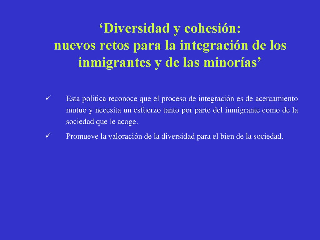 ‘Diversidad y cohesión: nuevos retos para la integración de los inmigrantes y de las minorías’