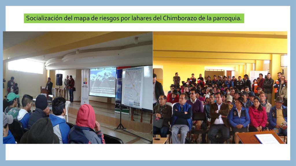 Socialización del mapa de riesgos por lahares del Chimborazo de la parroquia.