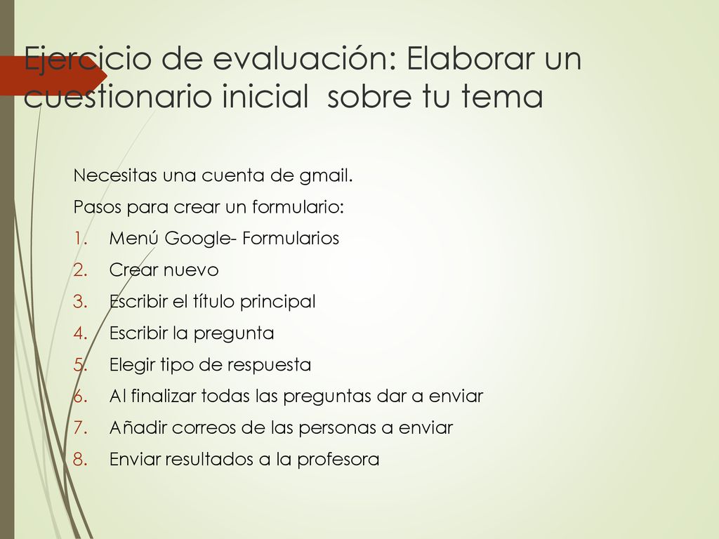 Ejercicio de evaluación: Elaborar un cuestionario inicial sobre tu tema