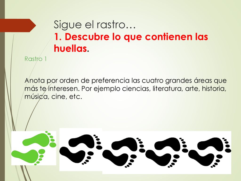Sigue el rastro… 1. Descubre lo que contienen las huellas.