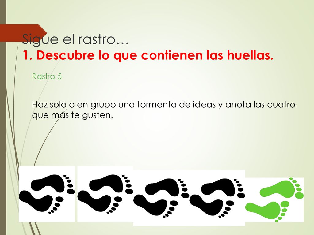 Sigue el rastro… 1. Descubre lo que contienen las huellas.