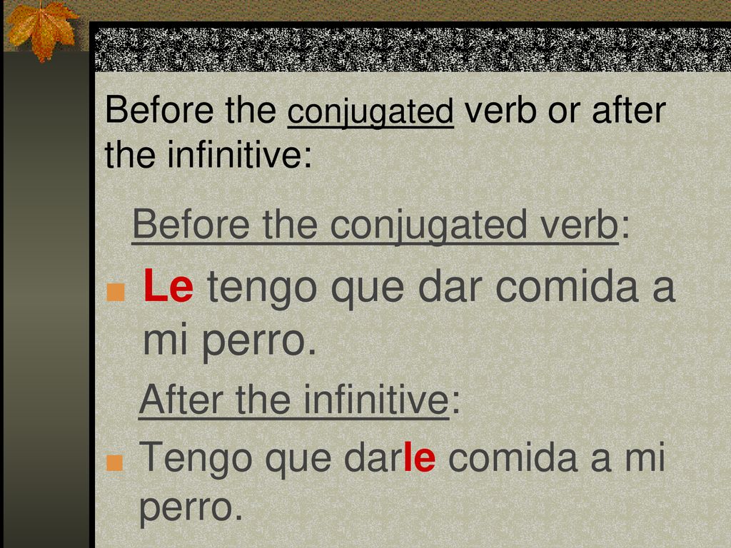 Before the conjugated verb or after the infinitive: