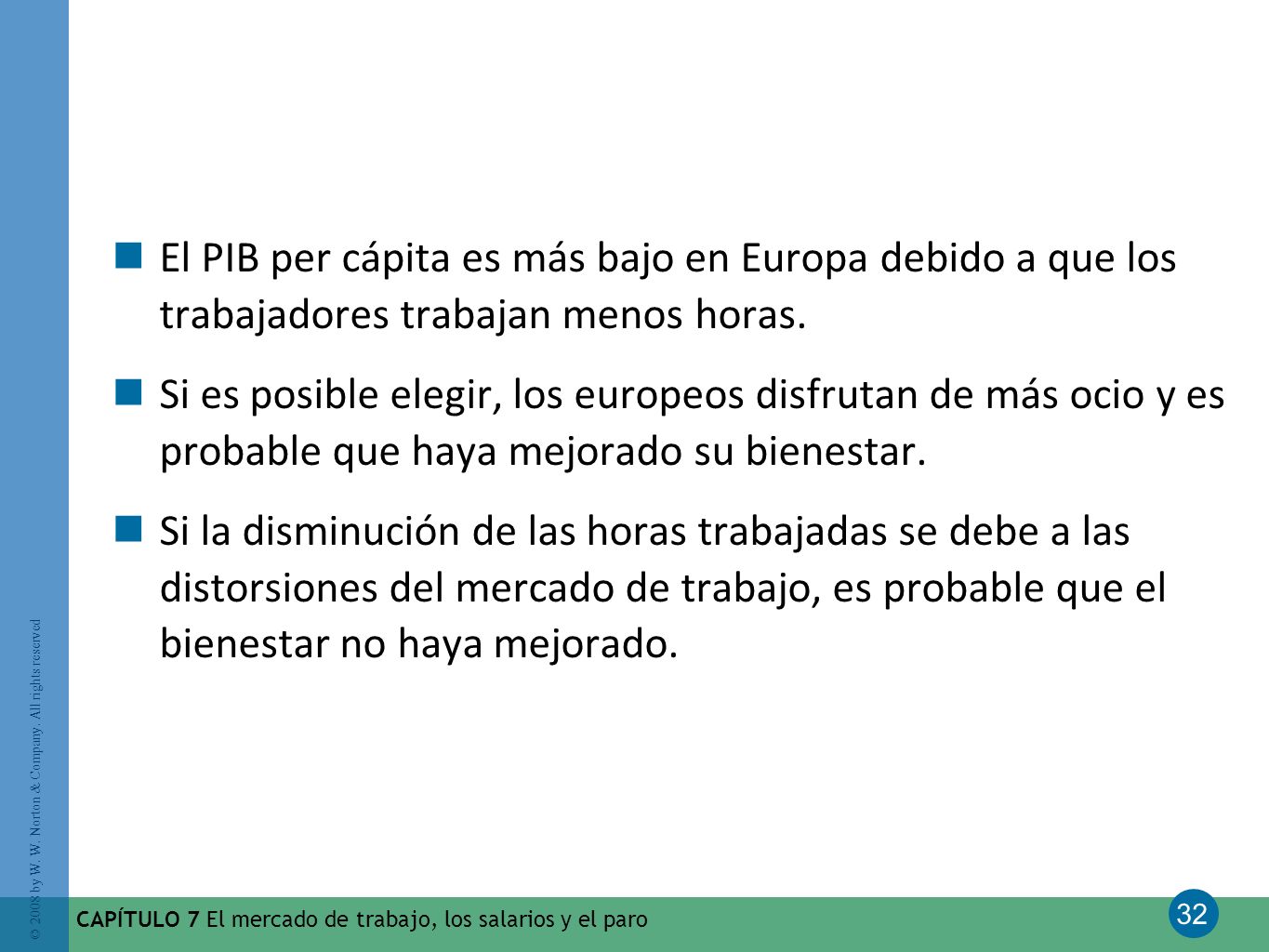 El PIB per cápita es más bajo en Europa debido a que los trabajadores trabajan menos horas.