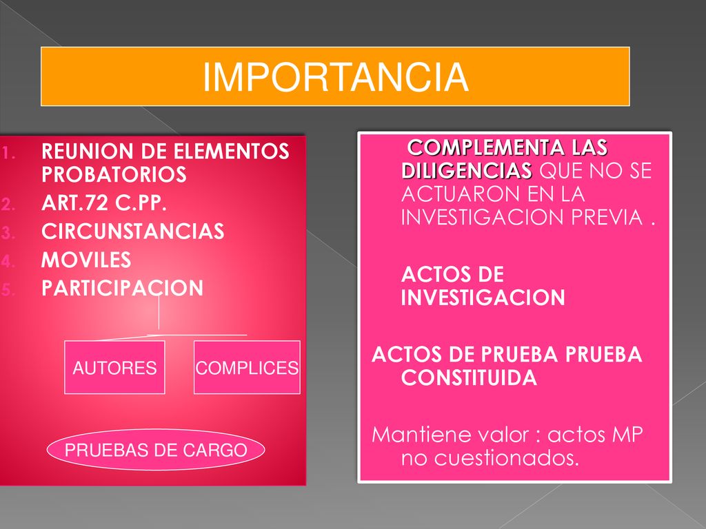 IMPORTANCIA REUNION DE ELEMENTOS PROBATORIOS. ART.72 C.PP. CIRCUNSTANCIAS. MOVILES. PARTICIPACION.