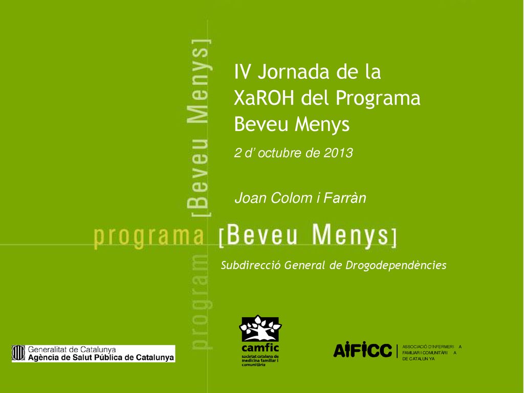 IV Jornada de la XaROH del Programa Beveu Menys