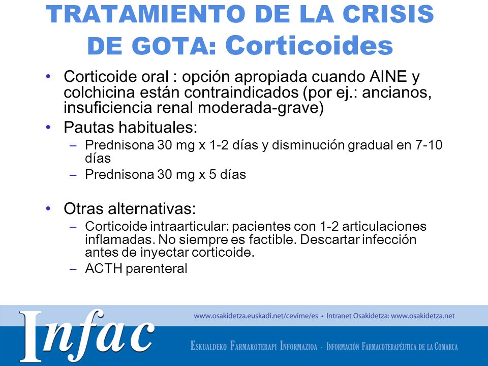 TRATAMIENTO DE LA CRISIS DE GOTA: Corticoides