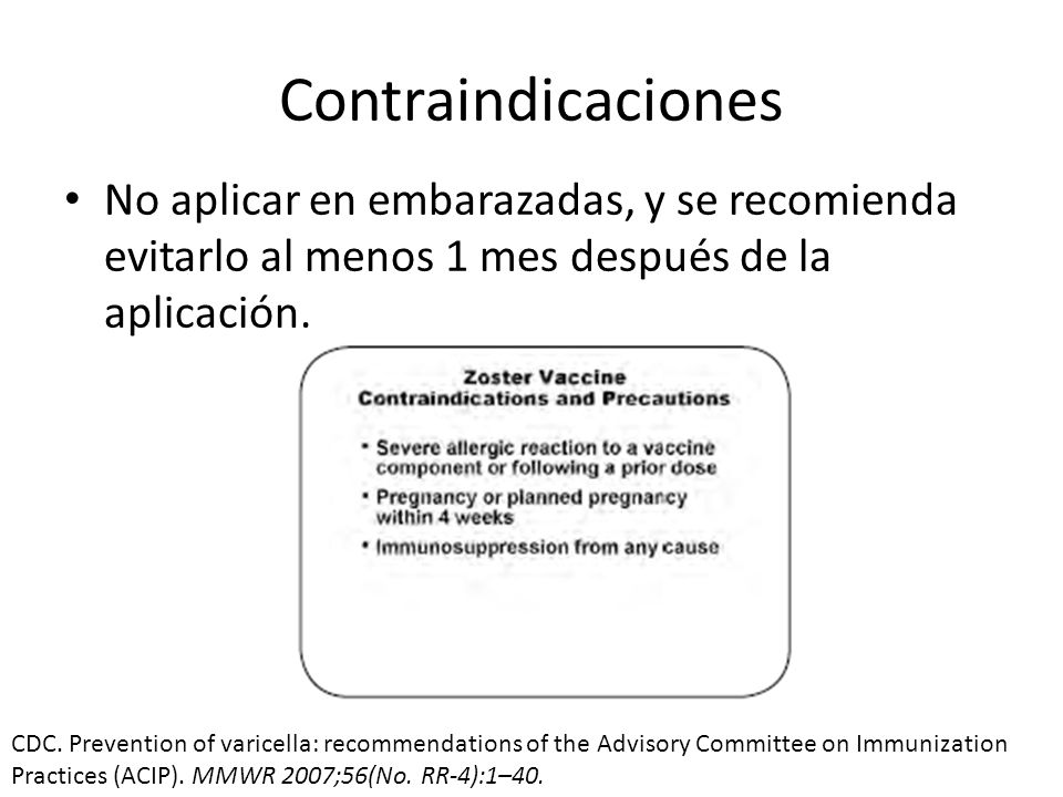 Contraindicaciones No aplicar en embarazadas, y se recomienda evitarlo al menos 1 mes después de la aplicación.