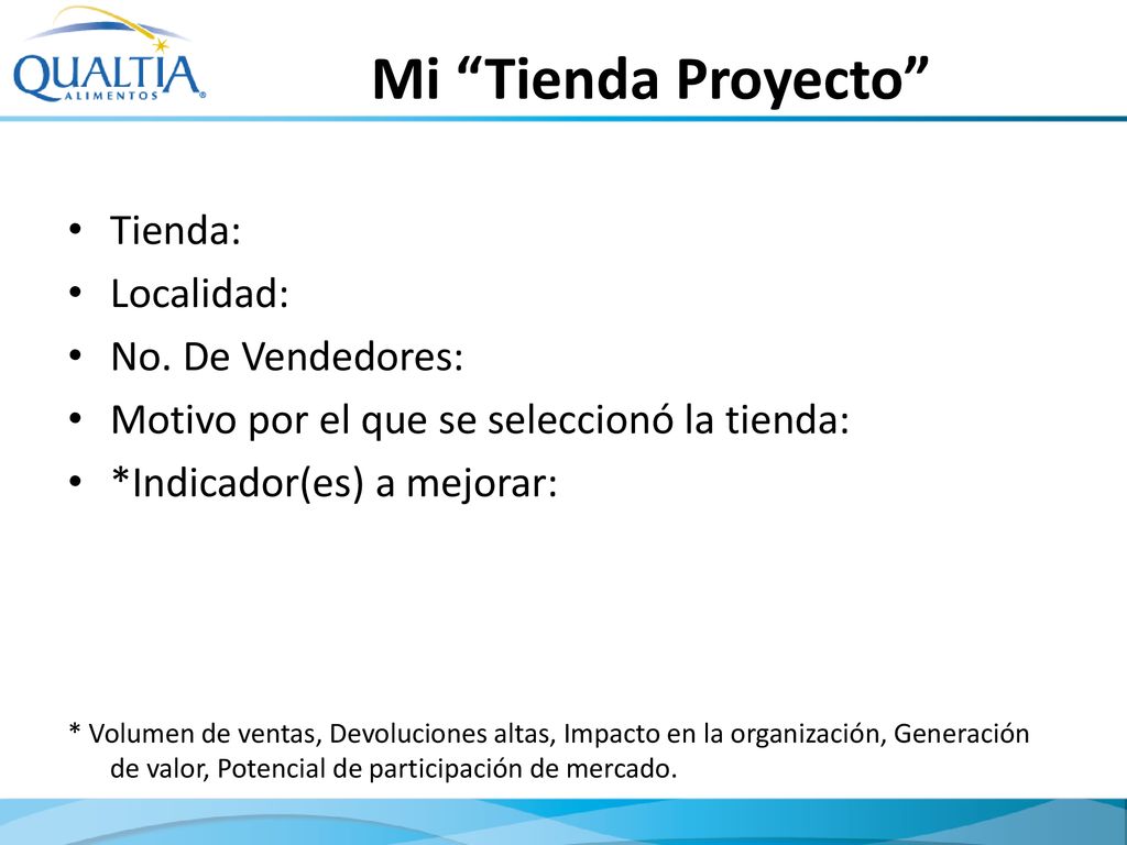 Mi Tienda Proyecto Tienda: Localidad: No. De Vendedores:
