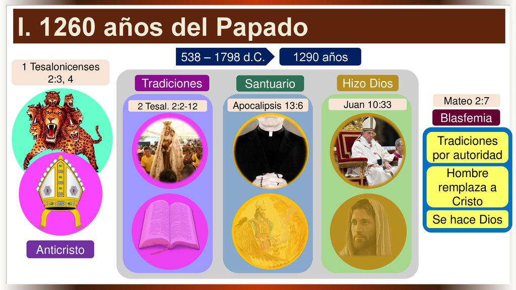 I años del Papado 538 – 1798 d.C años Tradiciones