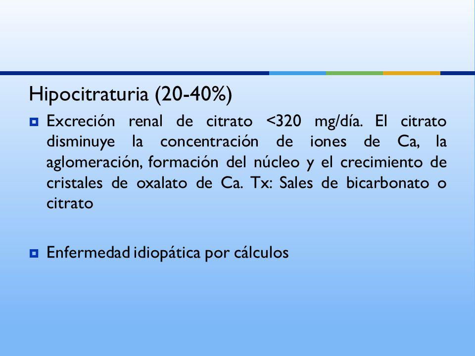 Hipocitraturia (20-40%)
