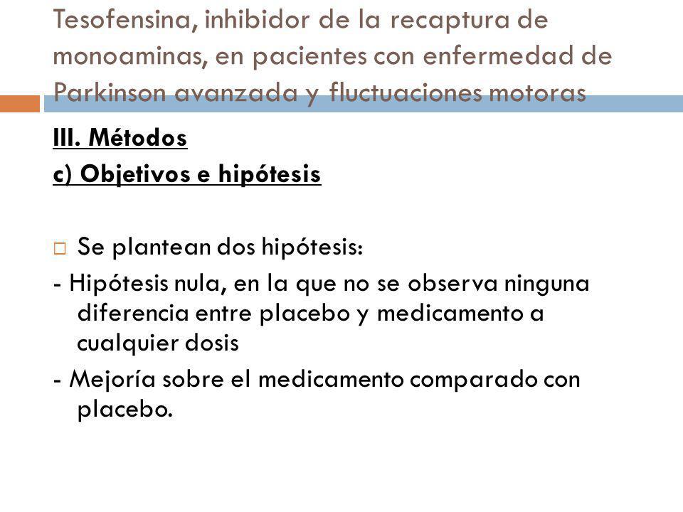 Tesofensina, inhibidor de la recaptura de monoaminas, en pacientes con enfermedad de Parkinson avanzada y fluctuaciones motoras