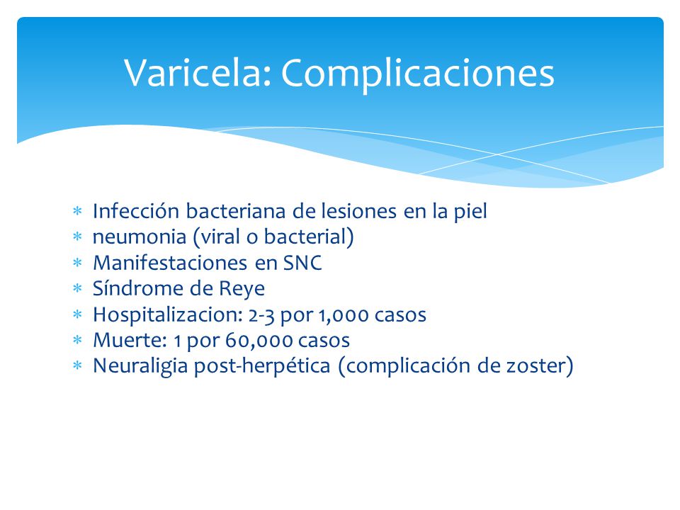 Varicela: Complicaciones
