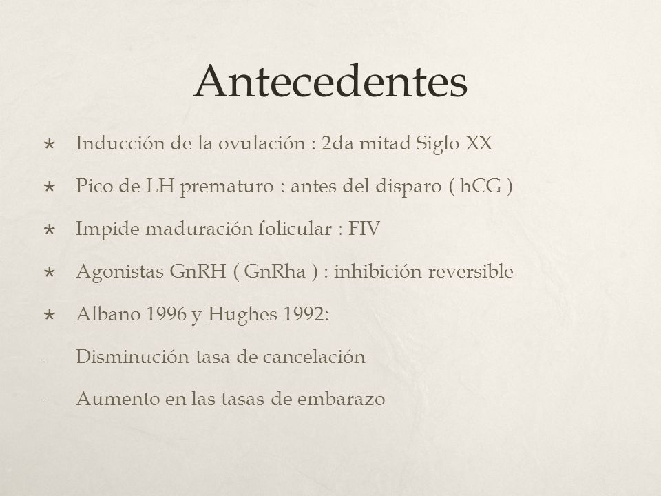 Antecedentes Inducción de la ovulación : 2da mitad Siglo XX