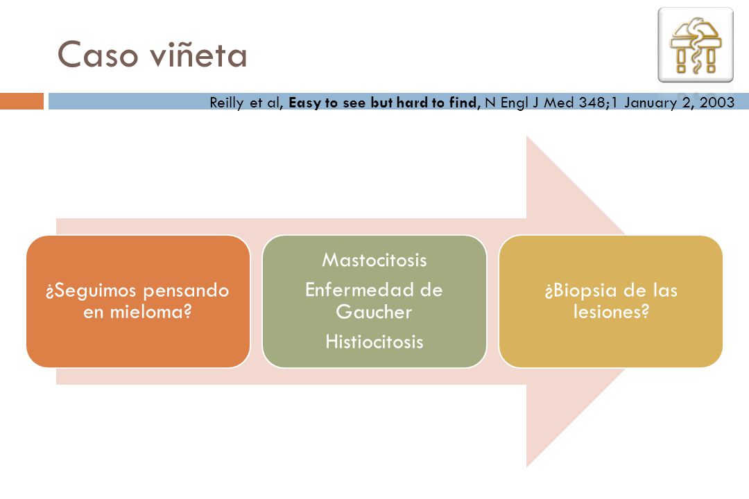 Caso viñeta Reilly et al, Easy to see but hard to find, N Engl J Med 348;1 January 2, ¿Seguimos pensando en mieloma