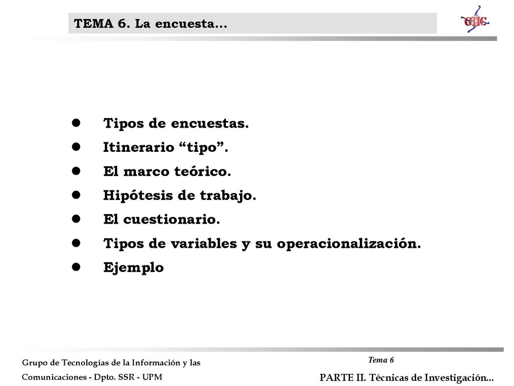 Tipos de variables y su operacionalización. Ejemplo