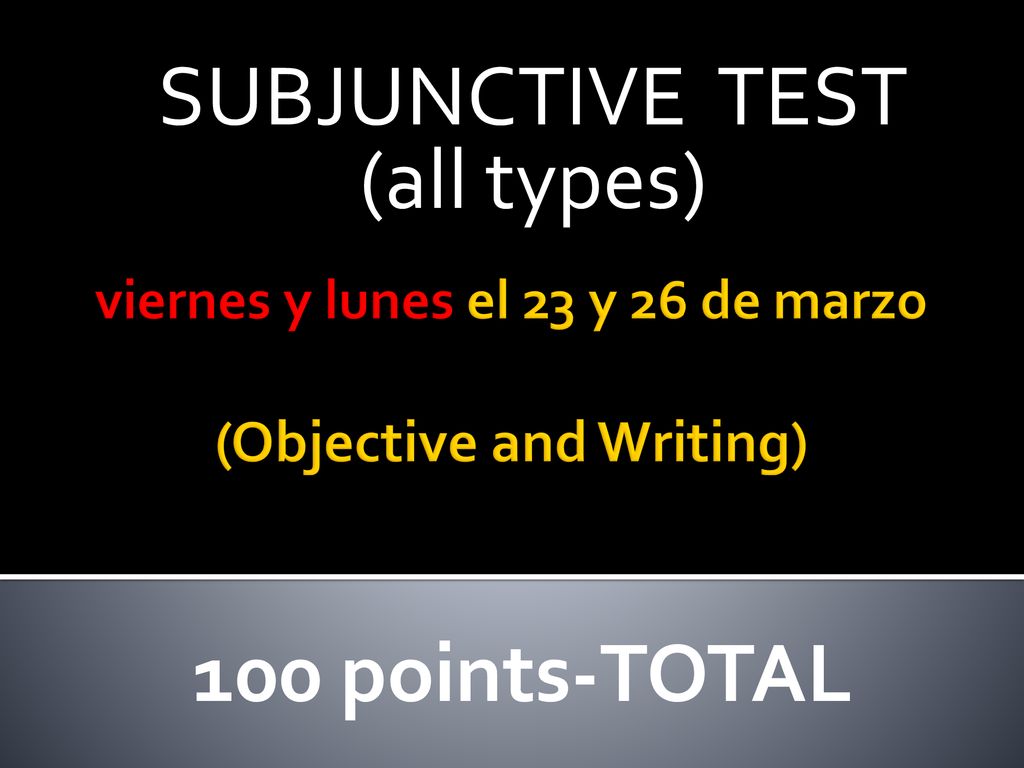 viernes y lunes el 23 y 26 de marzo (Objective and Writing)