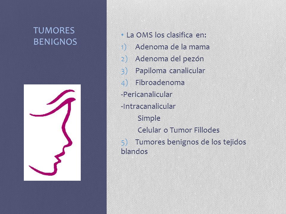 TUMORES BENIGNOS La OMS los clasifica en: Adenoma de la mama