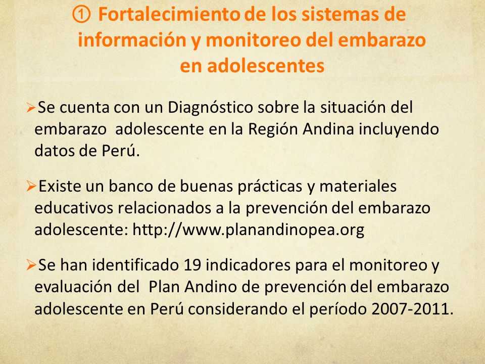 Fortalecimiento de los sistemas de información y monitoreo del embarazo en adolescentes