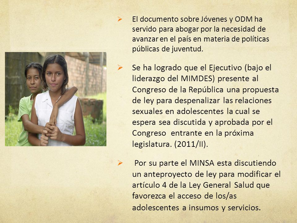 El documento sobre Jóvenes y ODM ha servido para abogar por la necesidad de avanzar en el país en materia de políticas públicas de juventud.
