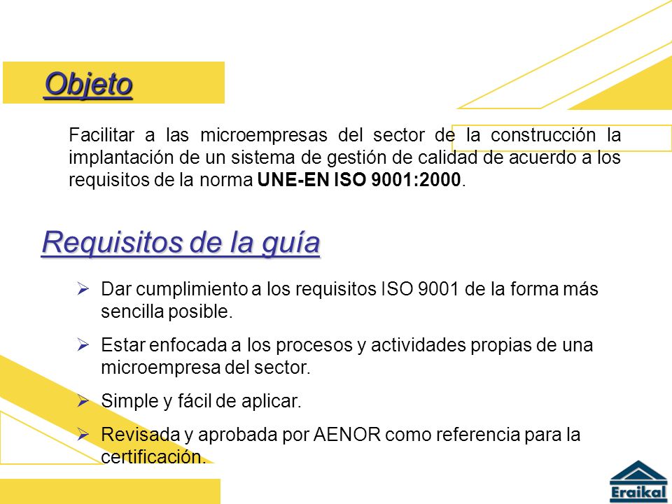 Objeto Requisitos de la guía