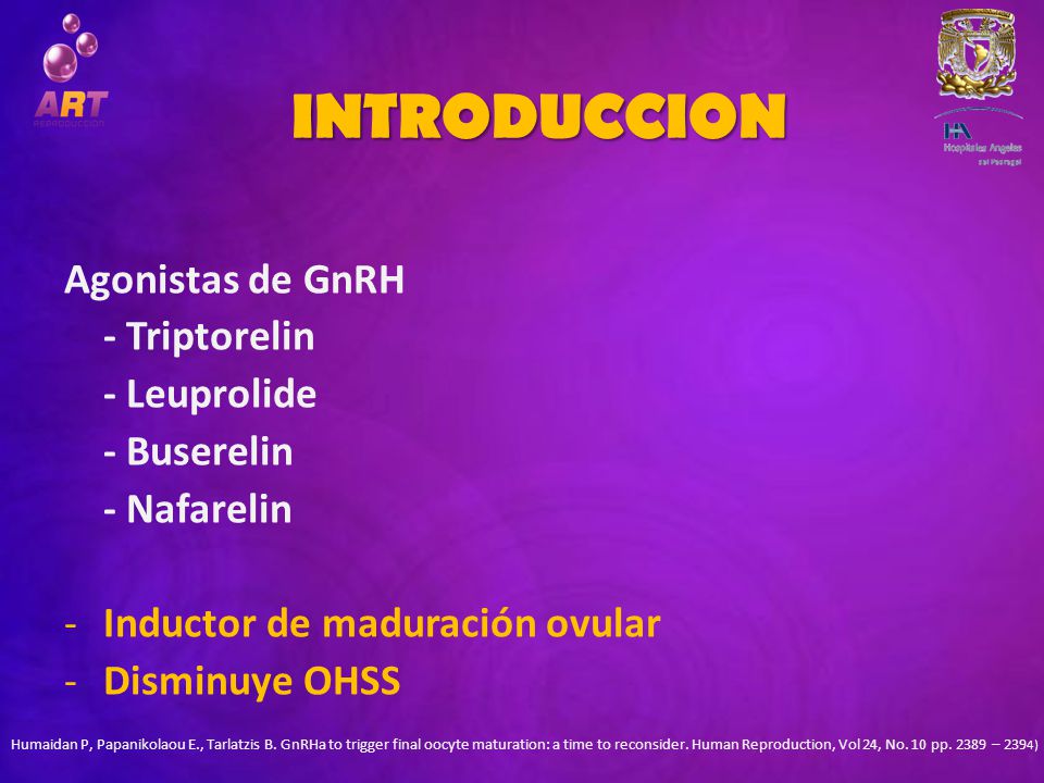 INTRODUCCION Agonistas de GnRH - Triptorelin - Leuprolide - Buserelin