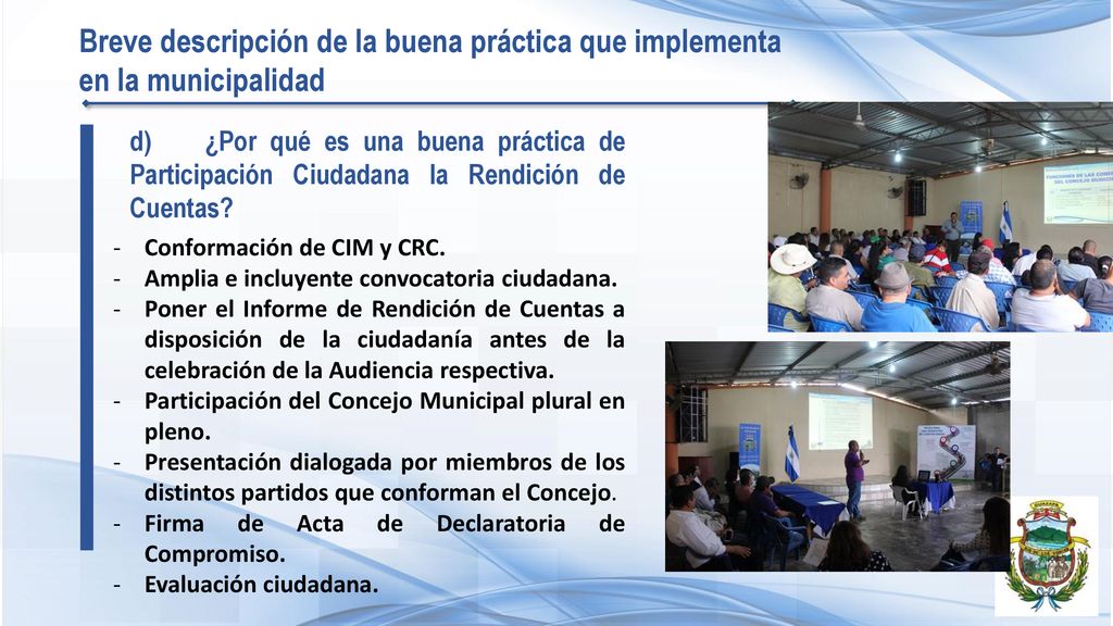 d) ¿Por qué es una buena práctica de Participación Ciudadana la Rendición de Cuentas