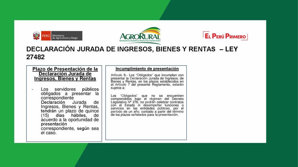 DECLARACIÓN JURADA DE INGRESOS, BIENES Y RENTAS – LEY 27482