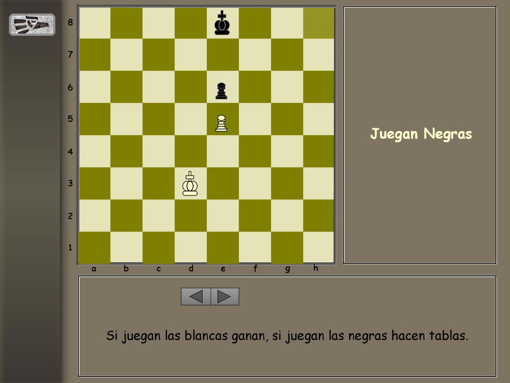 Si juegan las blancas ganan, si juegan las negras hacen tablas.