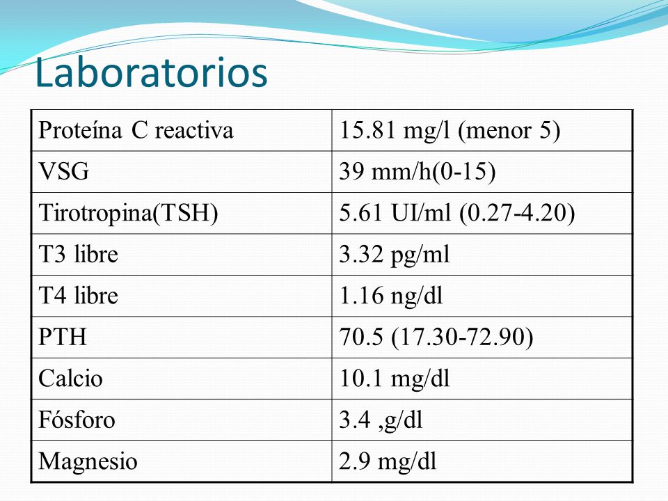 Laboratorios Proteína C reactiva mg/l (menor 5) VSG