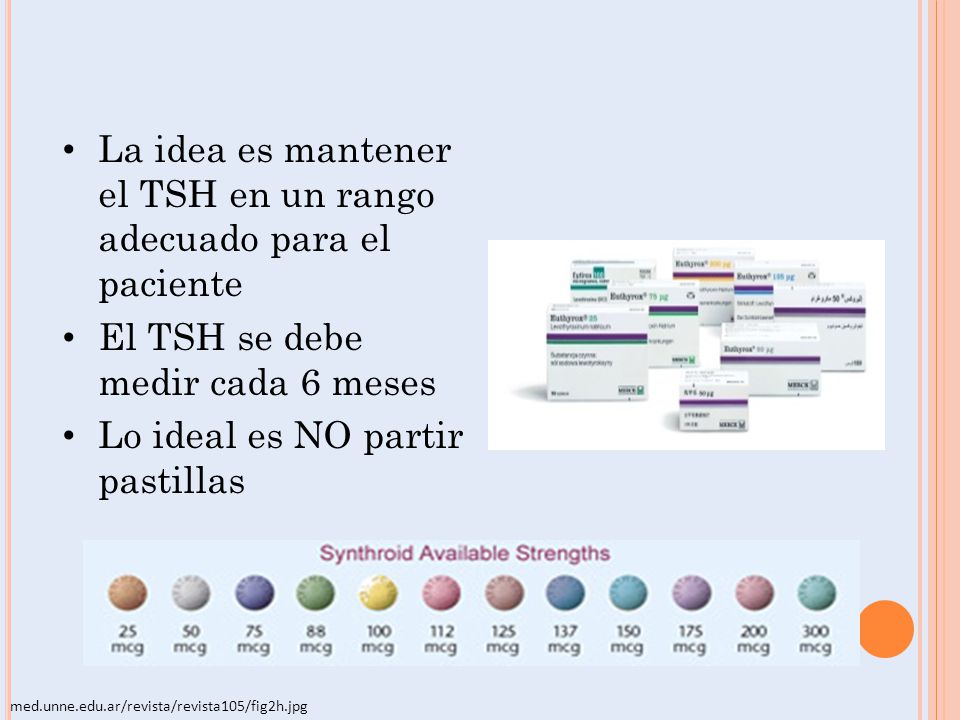 La idea es mantener el TSH en un rango adecuado para el paciente