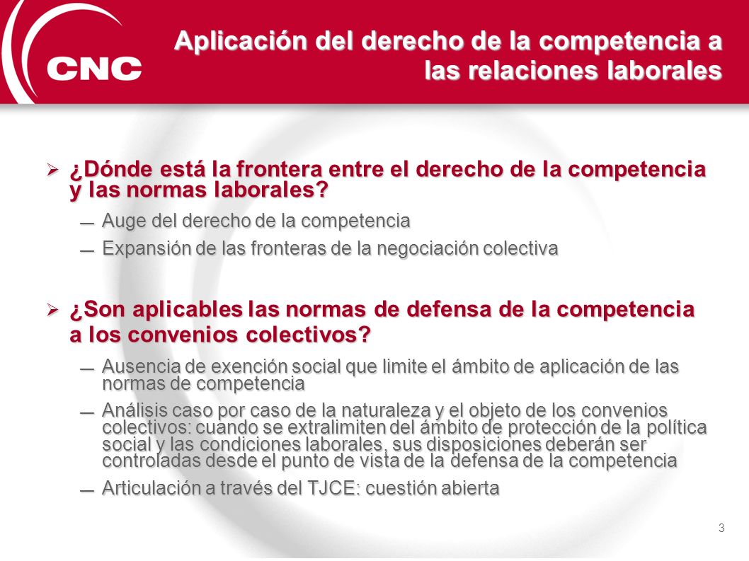 Aplicación del derecho de la competencia a las relaciones laborales