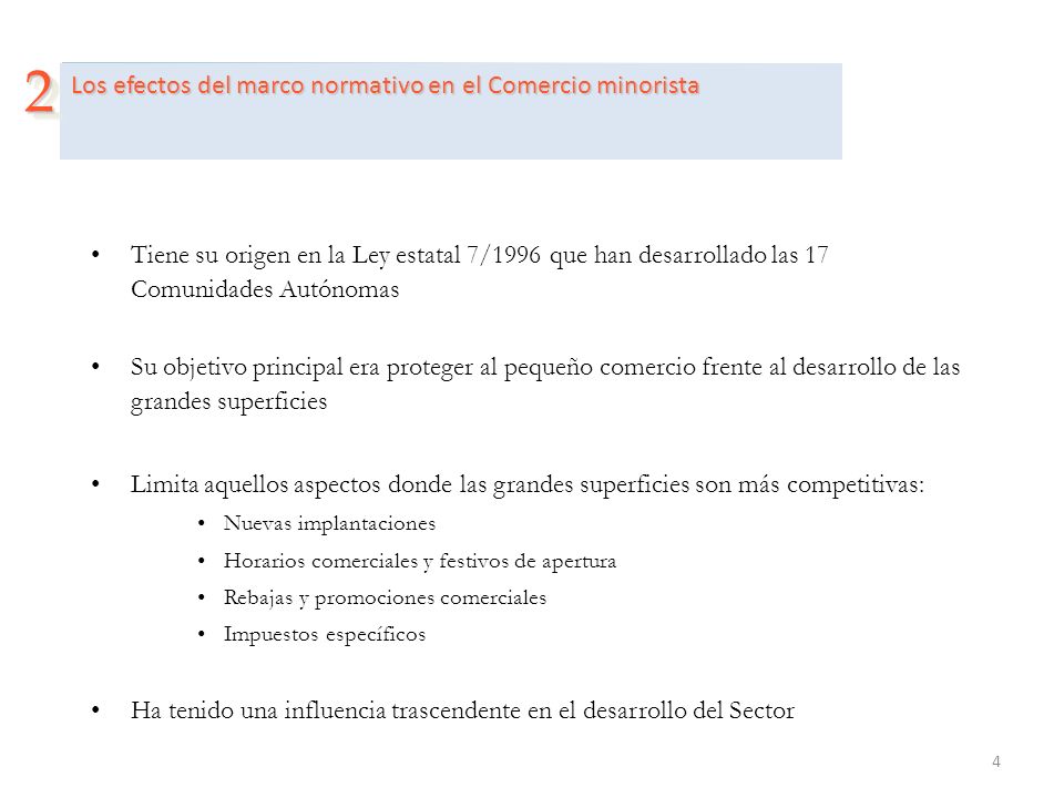 2 Los efectos del marco normativo en el Comercio minorista