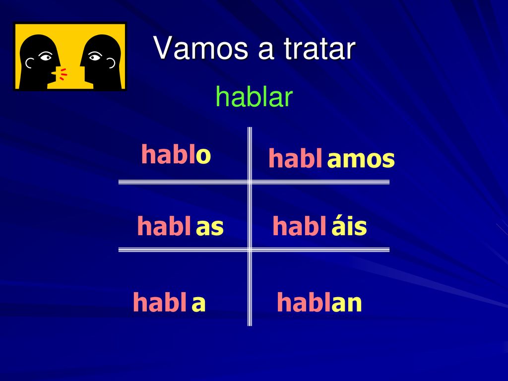 Vamos a tratar hablar habl o habl amos habl as habl áis habl a habl an