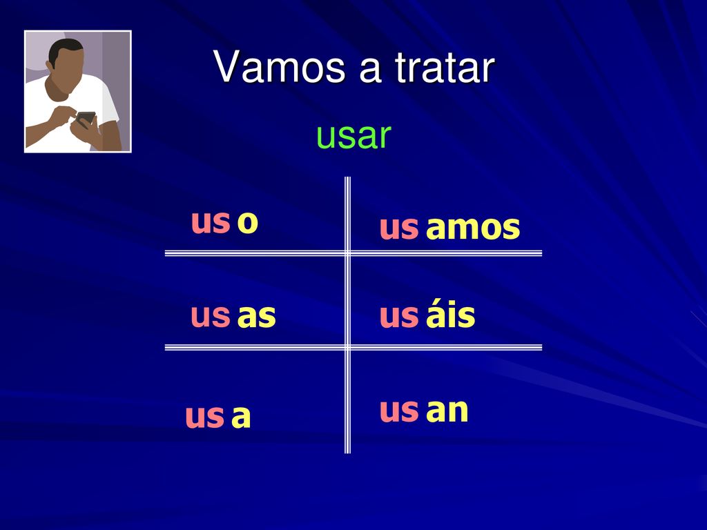 Vamos a tratar usar us o us amos us as us áis us an us a