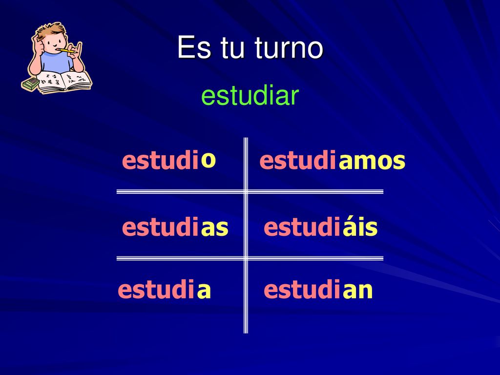 Es tu turno estudiar estudi o estudi amos estudi as estudi áis estudi