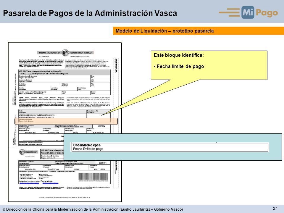 Modelo de Liquidación – prototipo pasarela