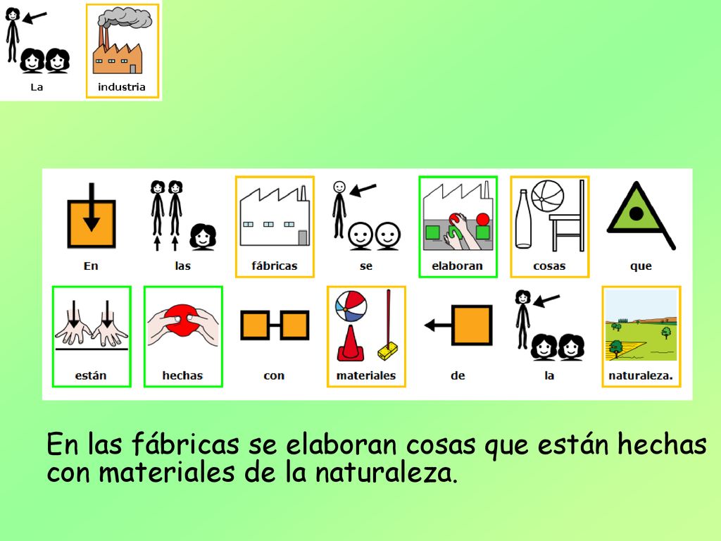 En las fábricas se elaboran cosas que están hechas con materiales de la naturaleza.