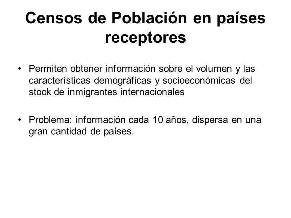 Censos de Población en países receptores