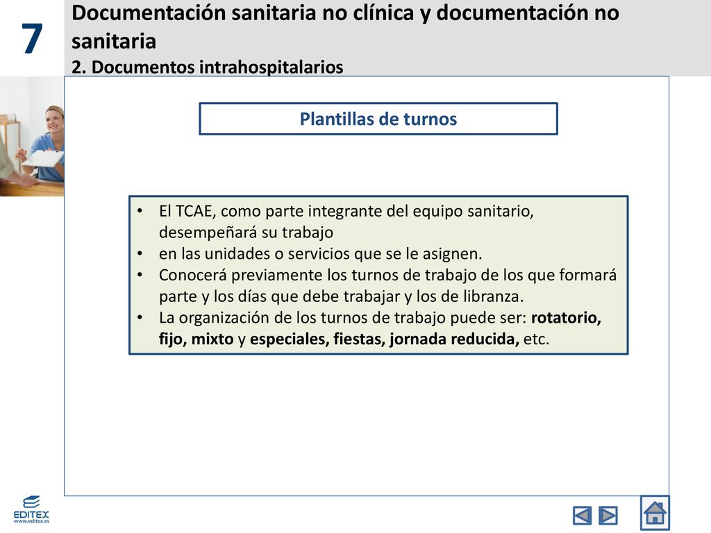 7 Documentación sanitaria no clínica y documentación no sanitaria 2. Documentos intrahospitalarios.
